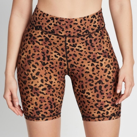 NWT the upside Mojave‎ Leo short small leopard animal print high rise biker - Picture 1 of 11
